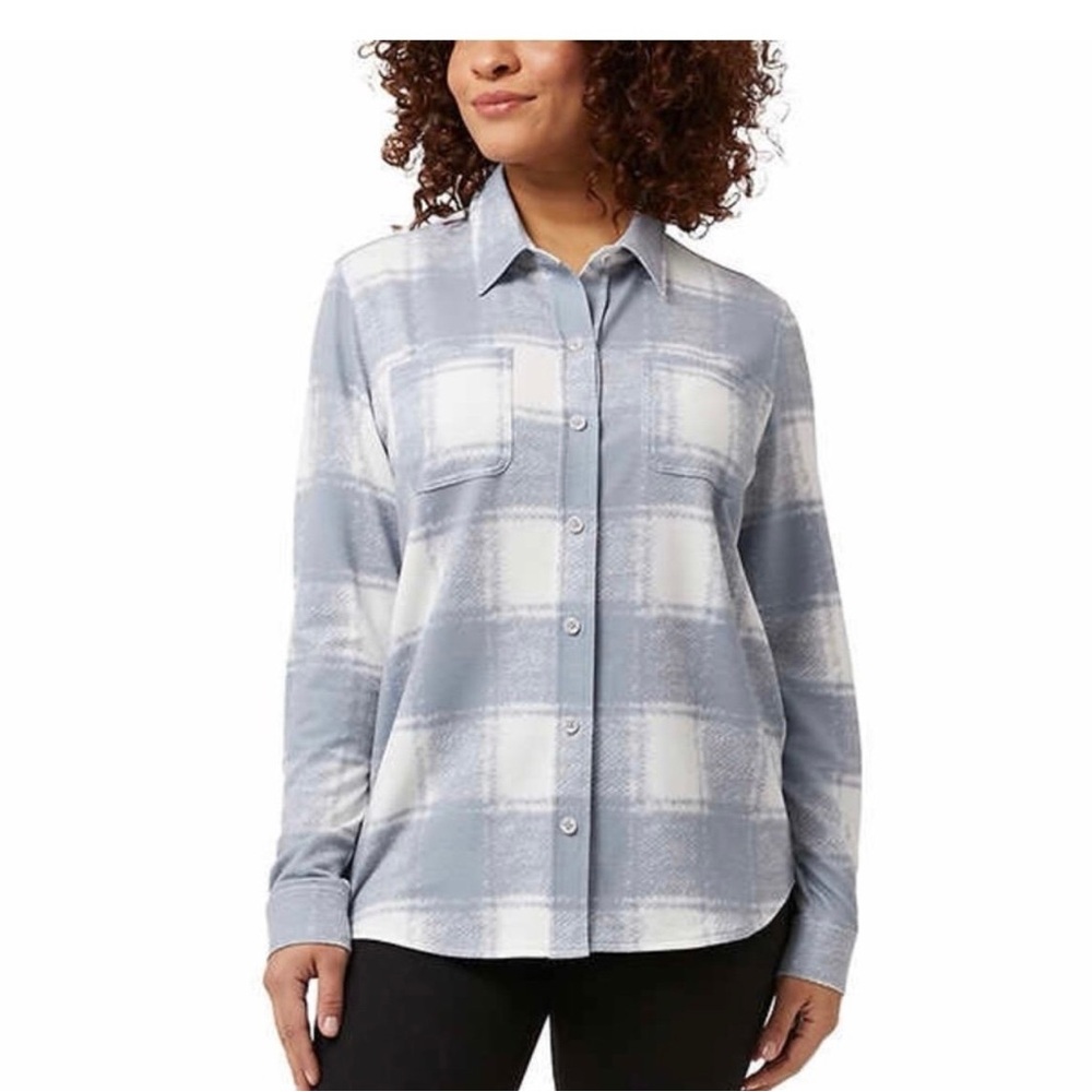 32 Degrees Ladies' Cozy Knit Stretch Plaid Top